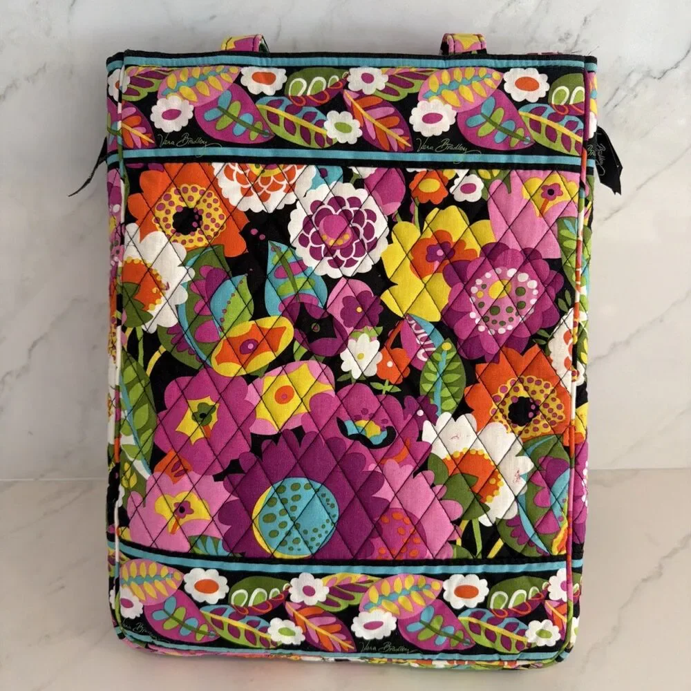 Vera Bradley Va Va Bloom Floral Triple Compartment Laptop Tote EUC